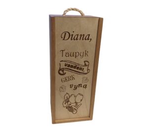 Graviruota dėžė vyno buteliui"Taupyk vandenį"