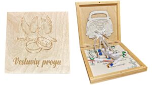 vestuvių proga Medinė dėžutė pinigams "Vestuvių proga"